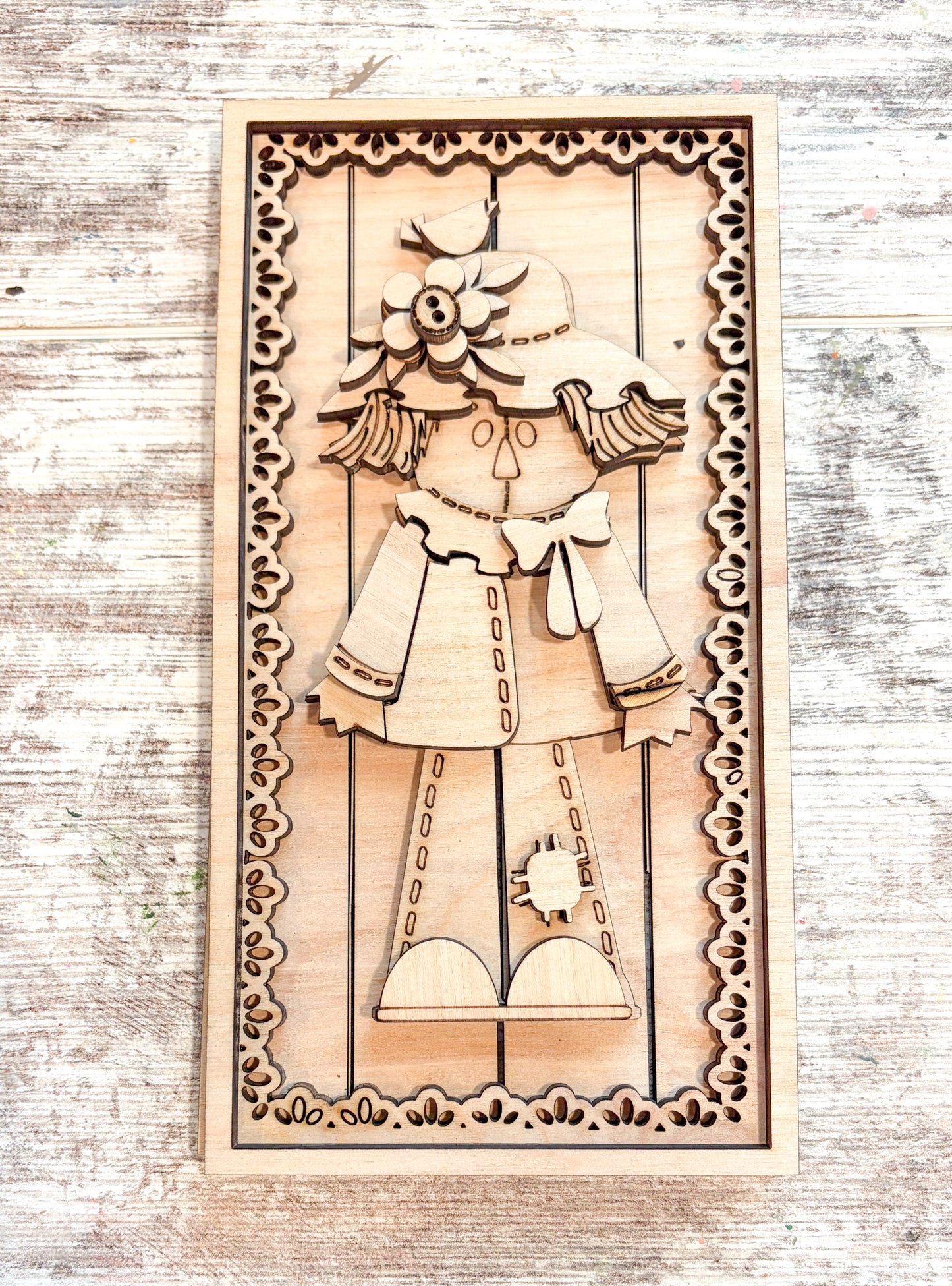 Farmhouse Scarecrow DIY Paint Kit | Layered Wood Wall Decor