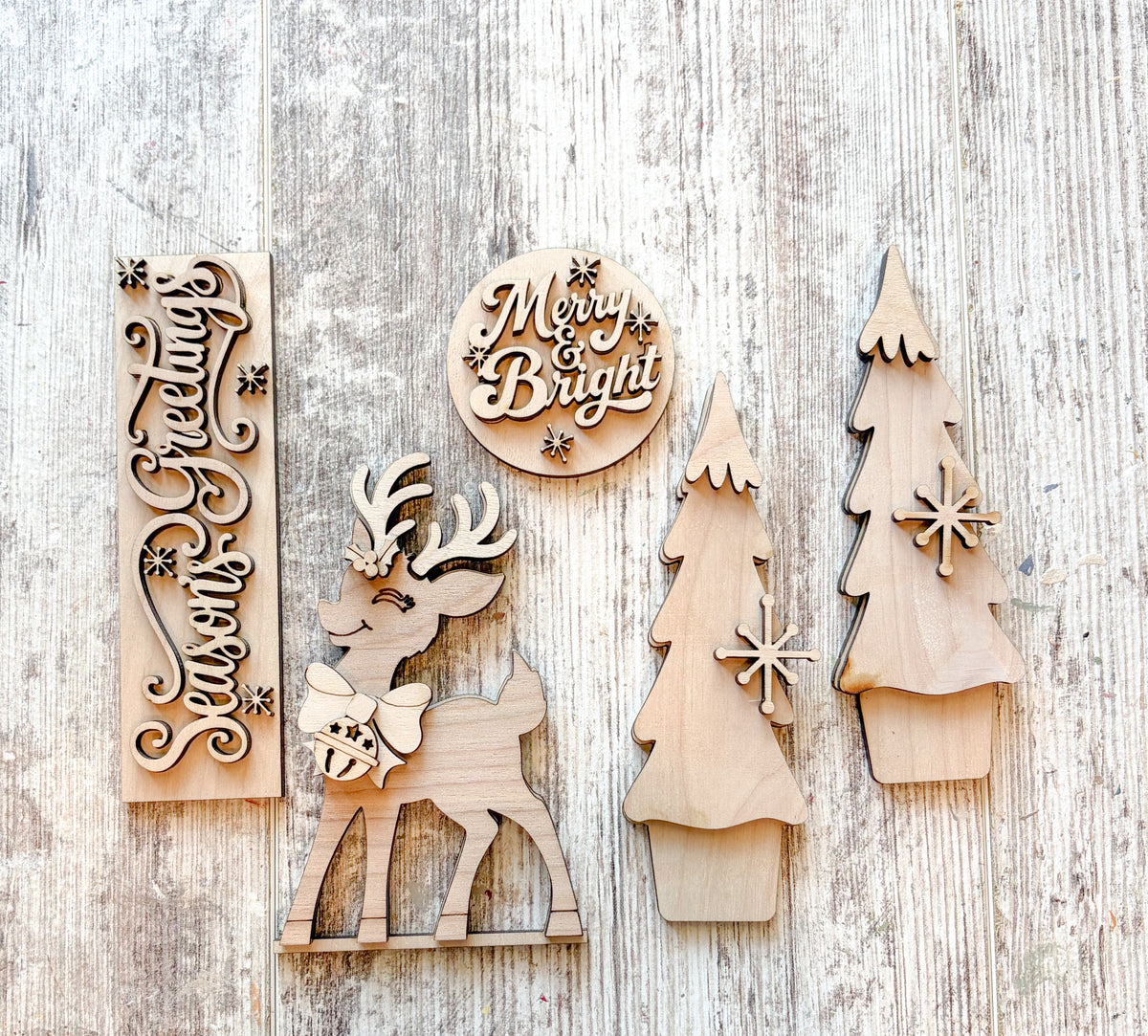 Interchangeable Barn Door Retro Reindeer Christmas Set