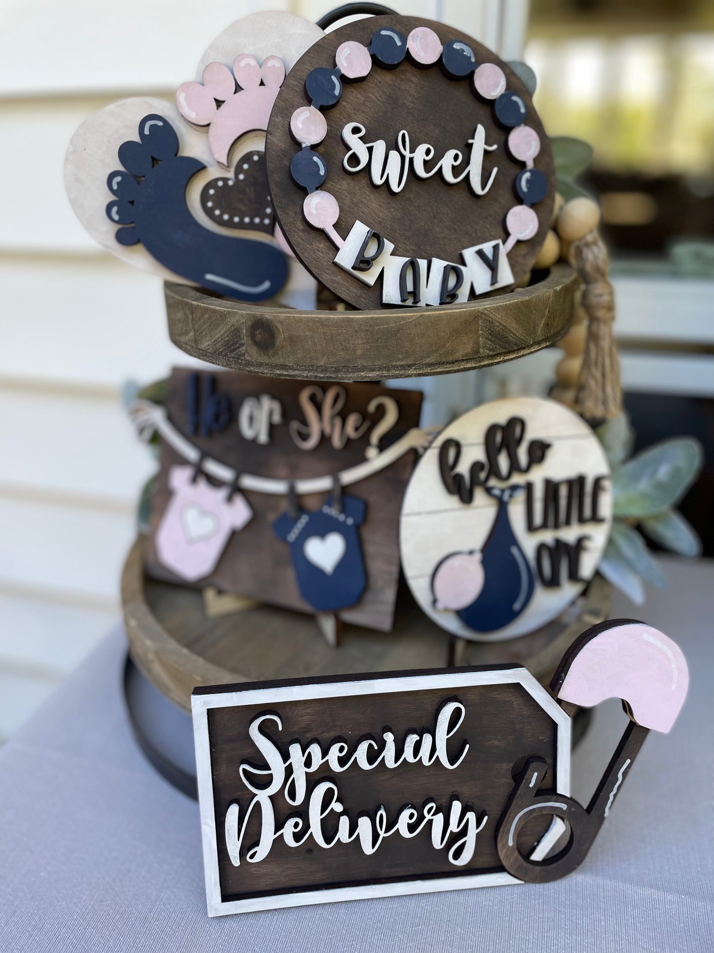 Baby Gender Reveal Tiered Tray DIY Kit