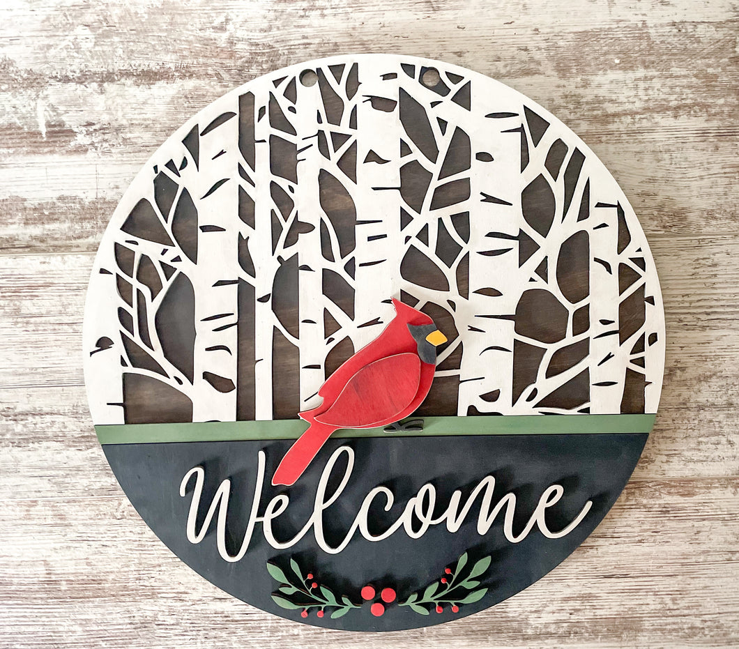 UNFINISHED Welcome Cardinal Door Hanger