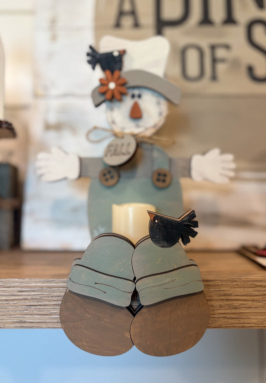 Fall Scarecrow Votive Holder DIY Paint Kit | Farmhouse Shelf Sitter