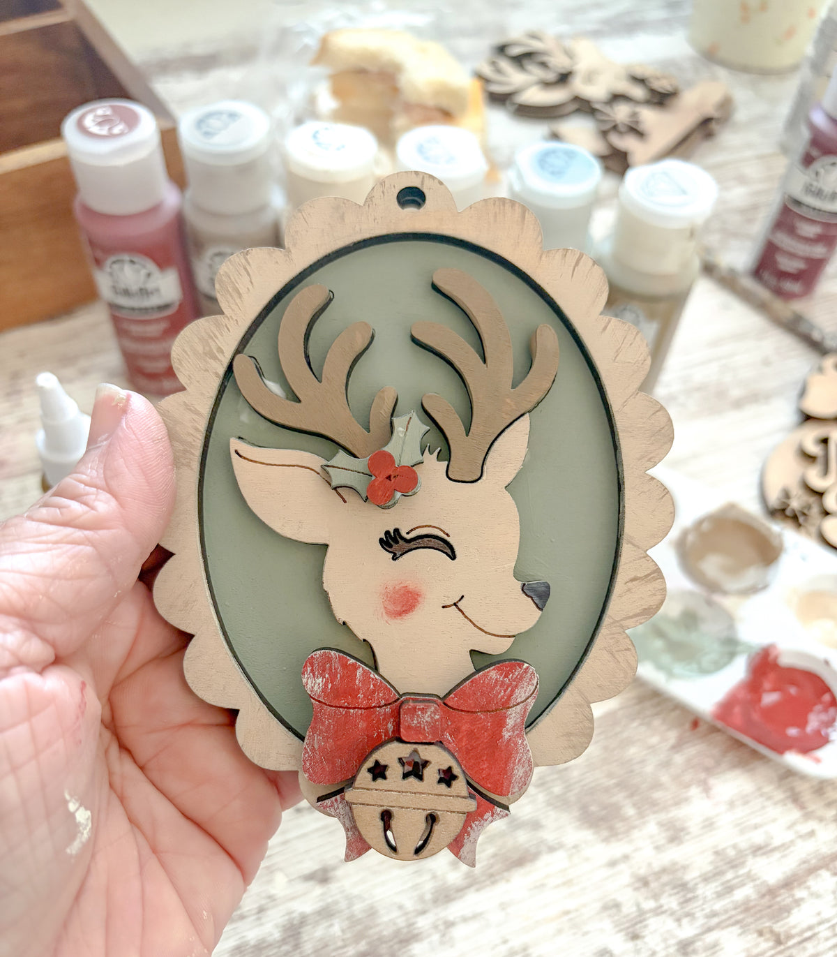 Retro Reindeer Ornament Set DIY Kit