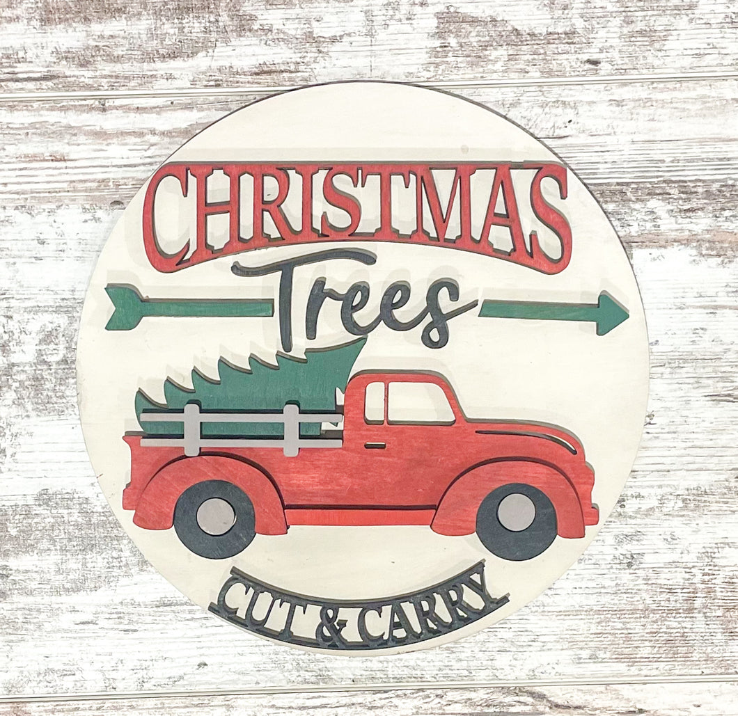 Christmas Trees Cut and Carry Door Hanger