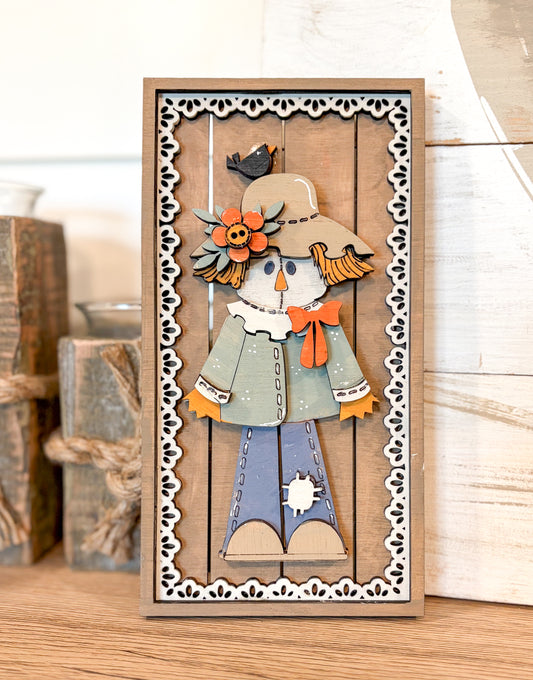 Farmhouse Scarecrow DIY Paint Kit | Layered Wood Wall Decor