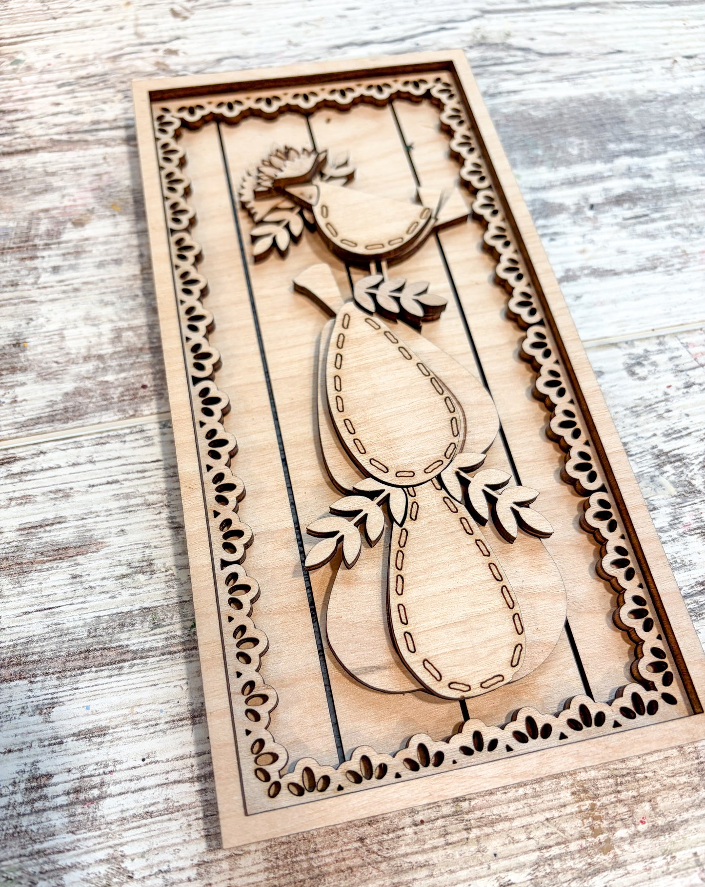 Farmhouse Bird & Pumpkin DIY Paint Kit | Layered Fall Wood Decor
