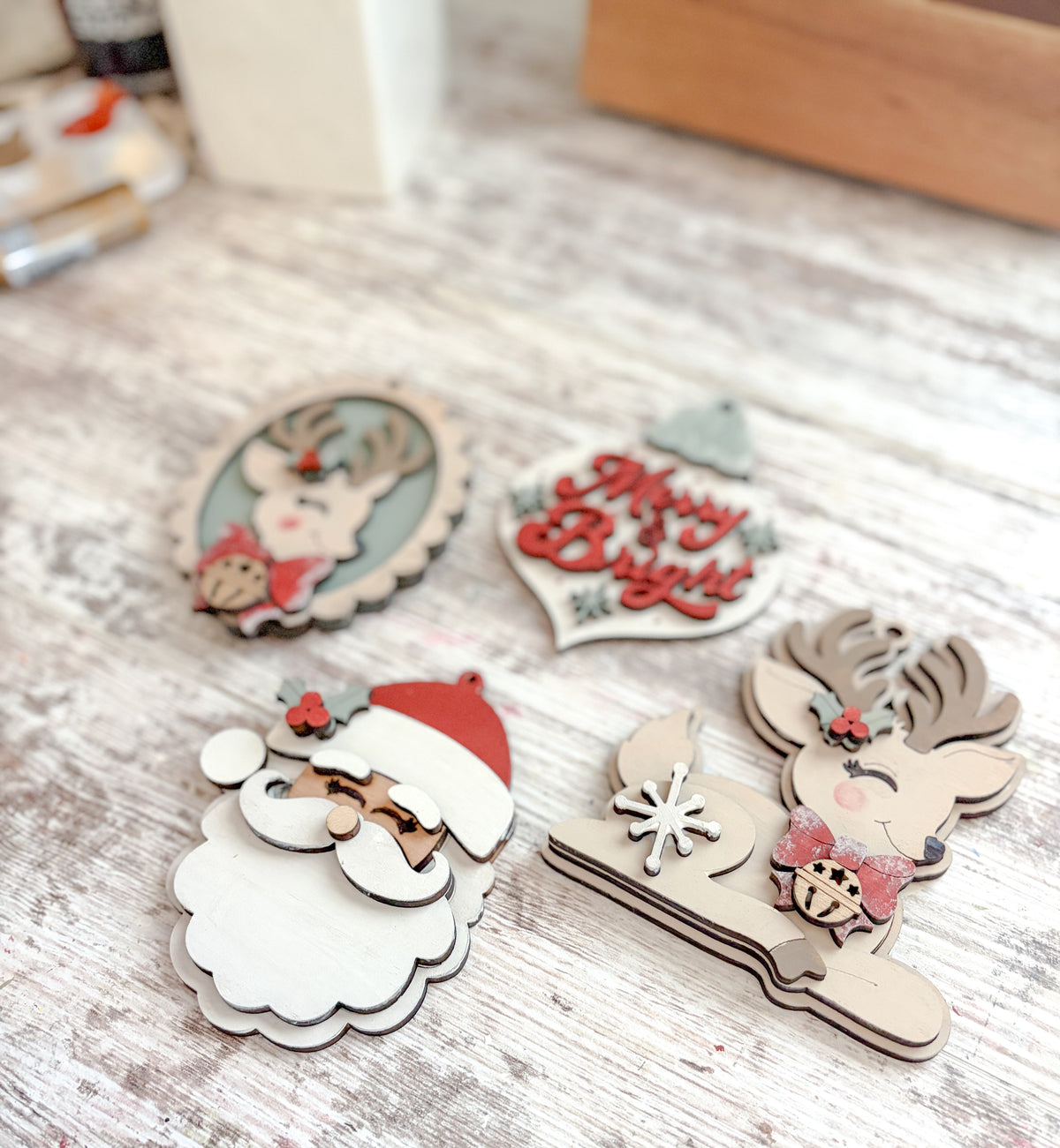 Retro Reindeer Ornament Set DIY Kit