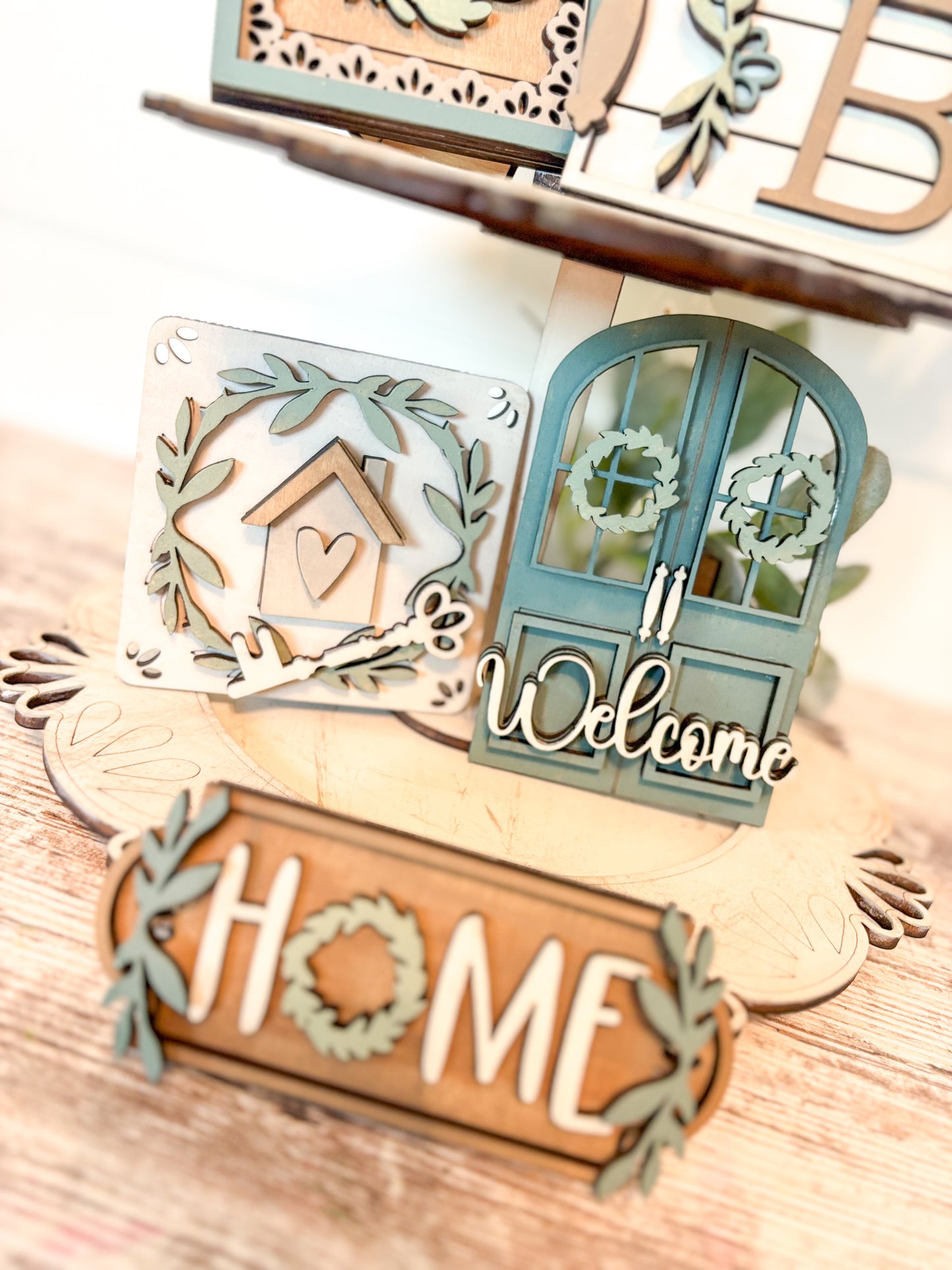 Home Tiered Tray DIY Kit | Farmhouse Decor Set | DIY Kit