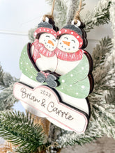 Load image into Gallery viewer, Snowman Couples Personalized Christmas  Ornament
