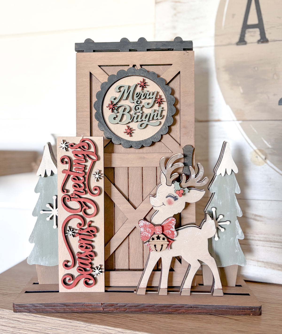 Interchangeable Barn Door Retro Reindeer Christmas Set