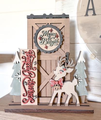 Interchangeable Barn Door Retro Reindeer Christmas Set