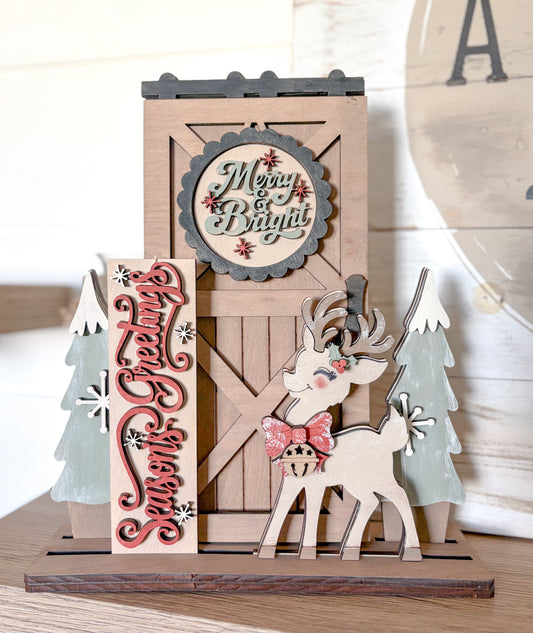 Interchangeable Barn Door Retro Reindeer Christmas Set