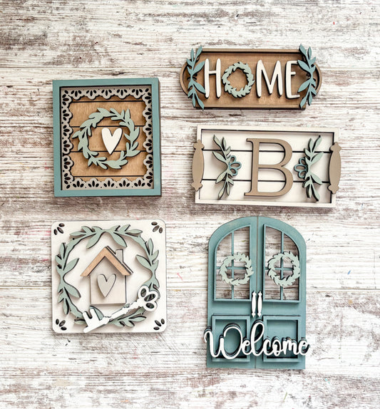 Home Tiered Tray DIY Kit | Farmhouse Decor Set | DIY Kit