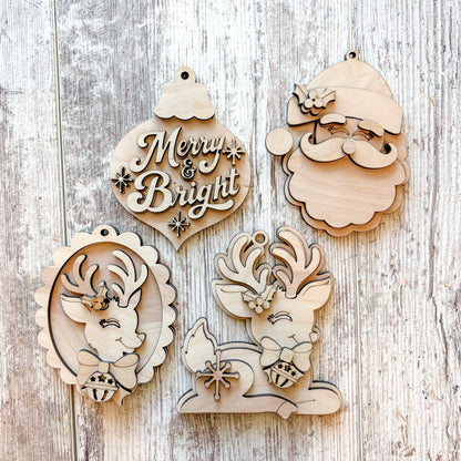 Retro Reindeer Ornament Set DIY Kit