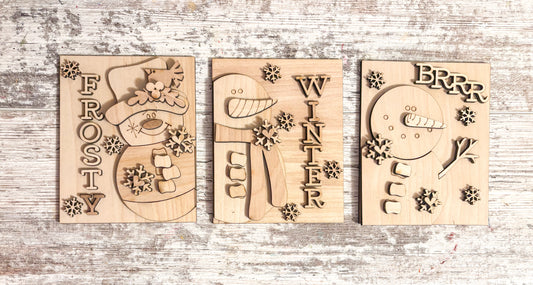 Snowman Winter Trio Signs DIY Kit