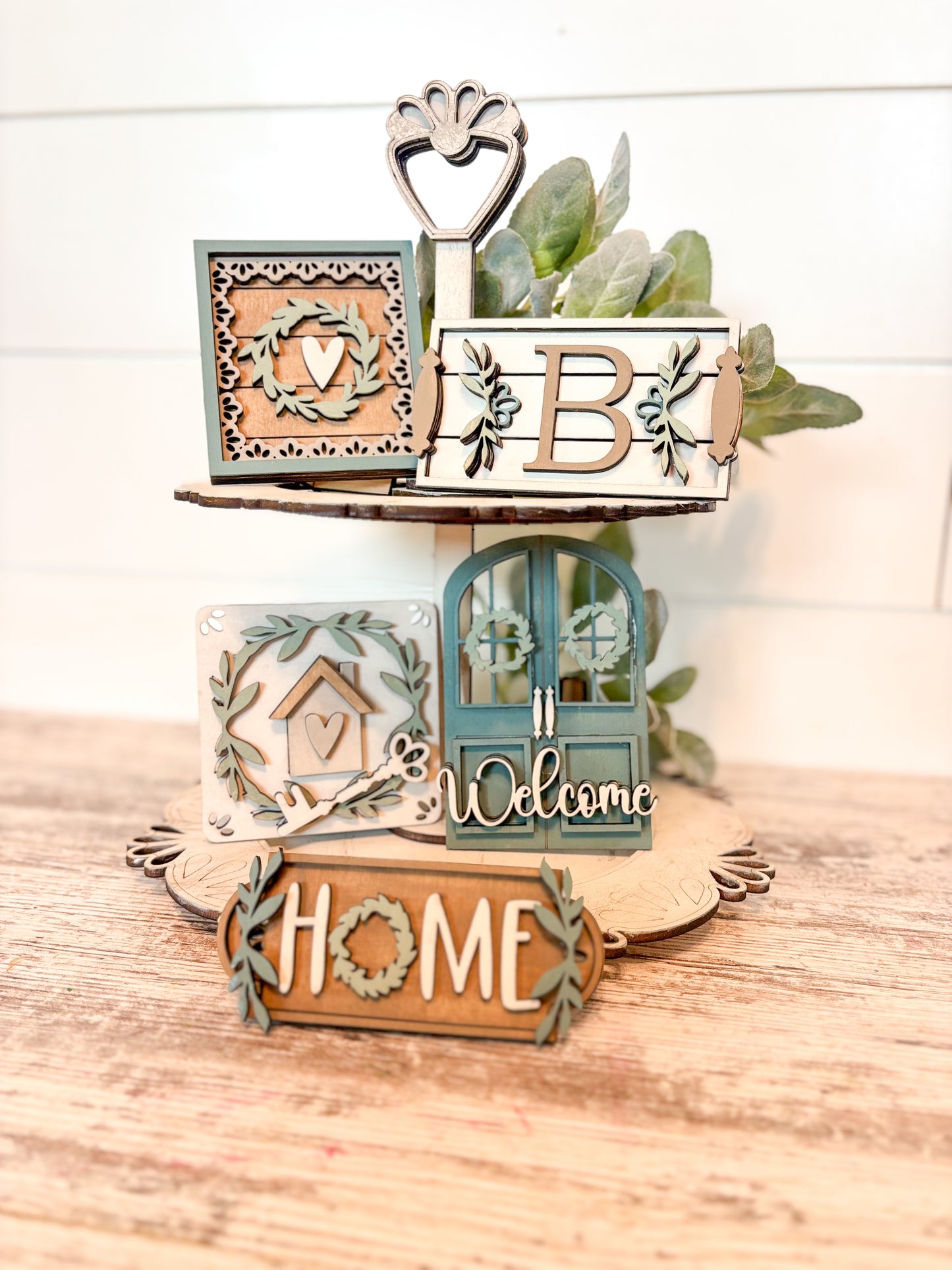 Home Tiered Tray DIY Kit | Farmhouse Decor Set | DIY Kit