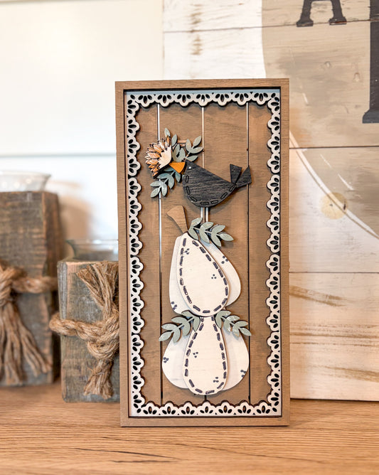 Farmhouse Bird & Pumpkin DIY Paint Kit | Layered Fall Wood Decor