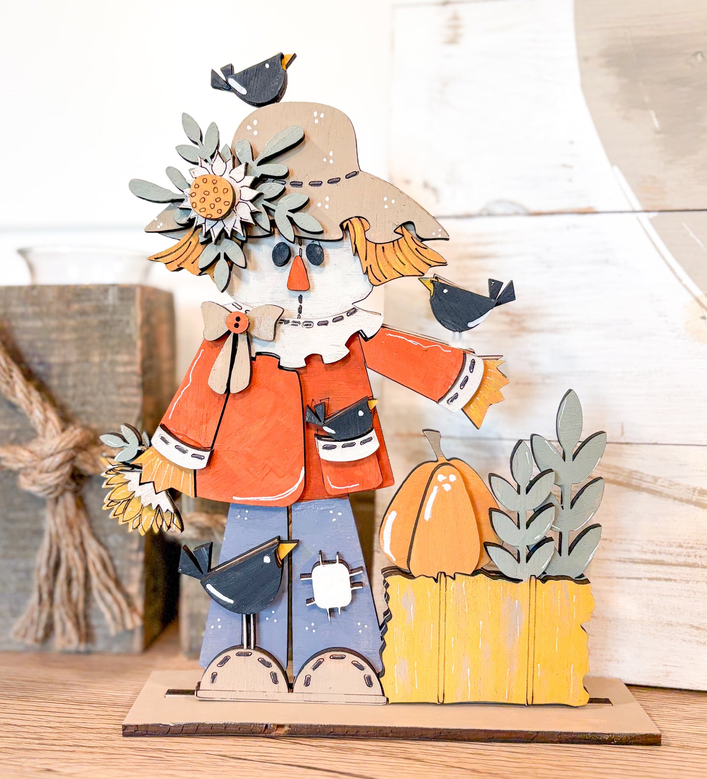 Farmhouse Scarecrow DIY Paint Kit | Layered Fall Wood Craft