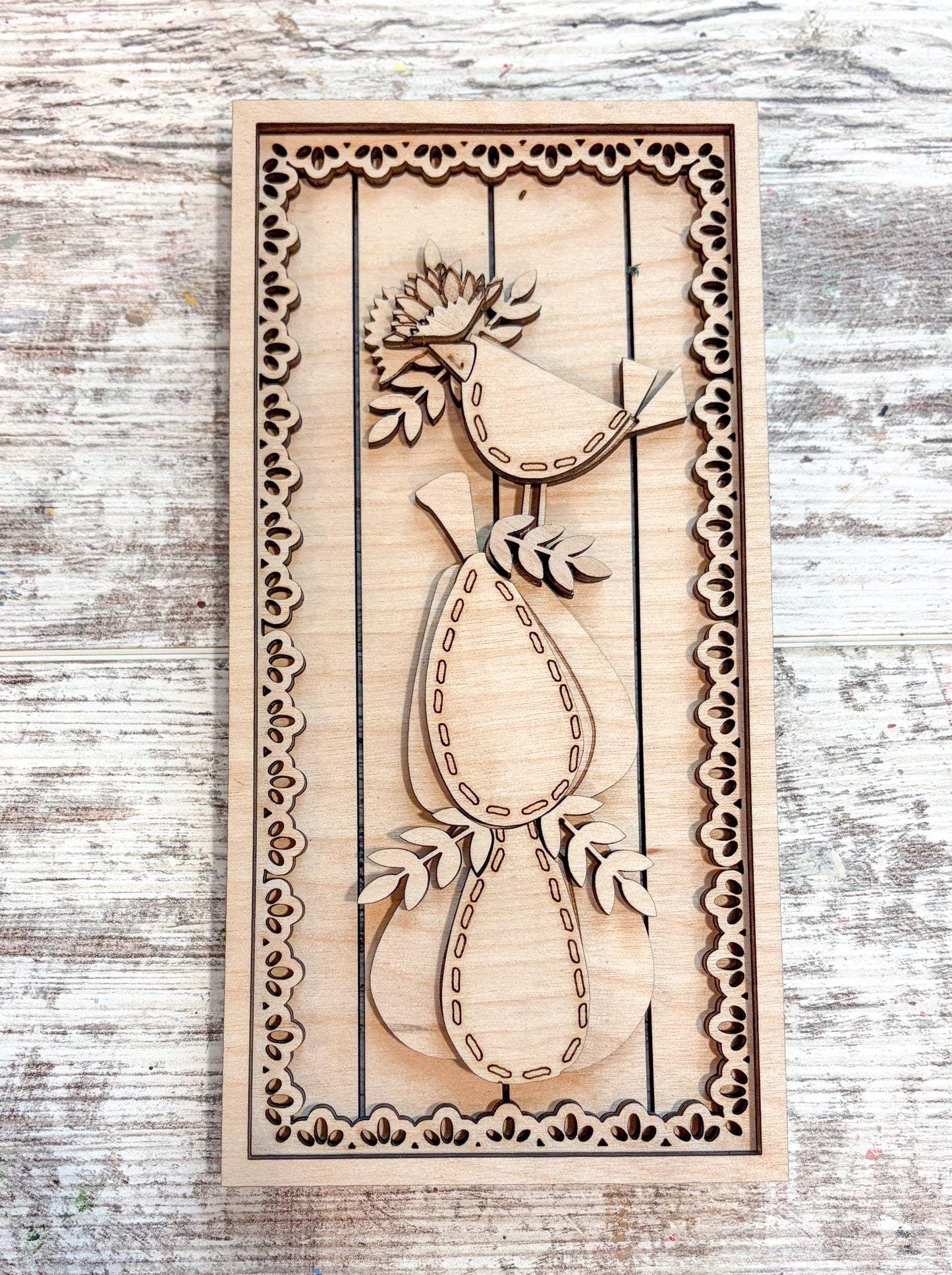 Farmhouse Bird & Pumpkin DIY Paint Kit | Layered Fall Wood Decor