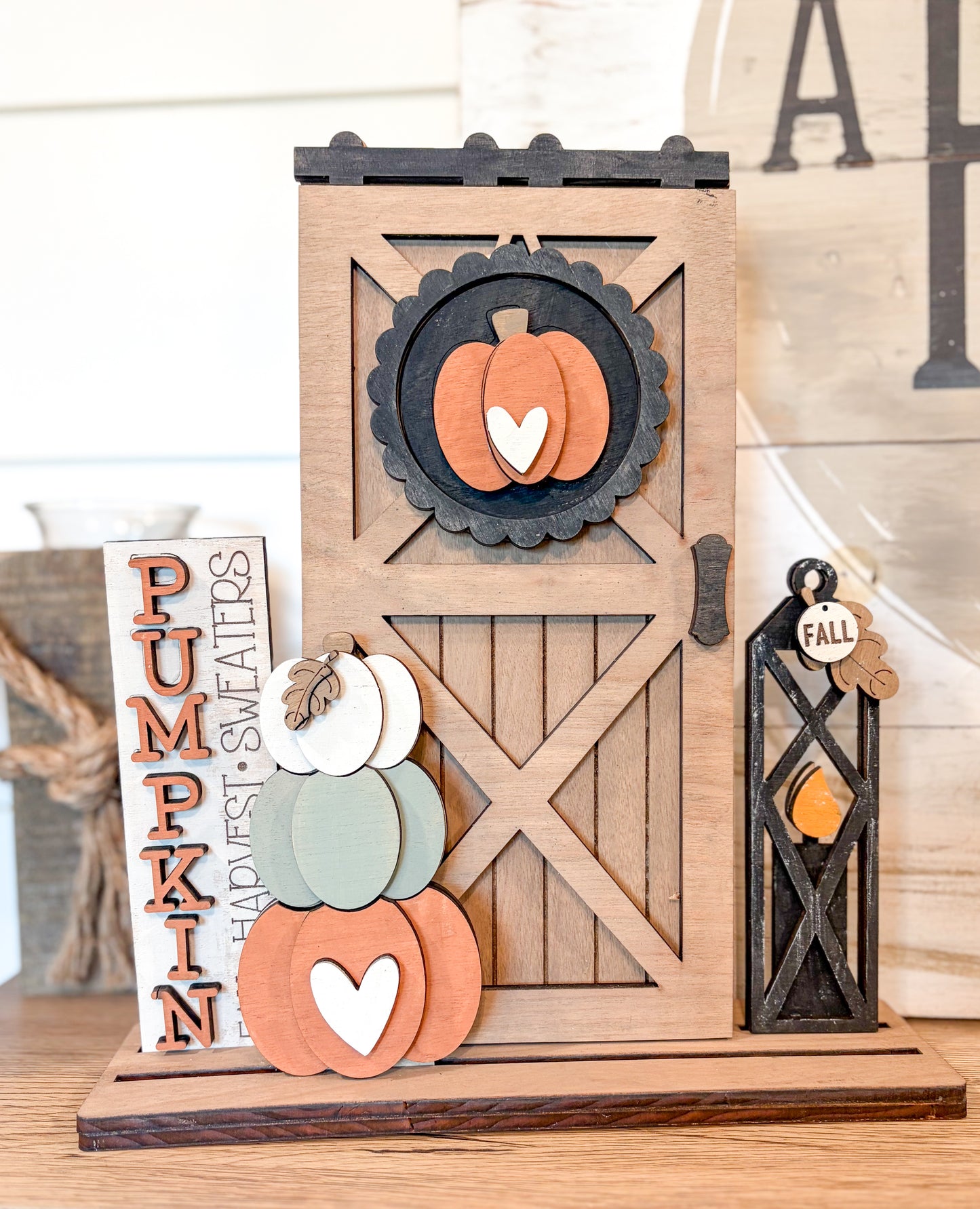 Farmhouse Lantern Fall  Barn Door Interchangeable DIY Paint Kit | Farmhouse Fall Decor