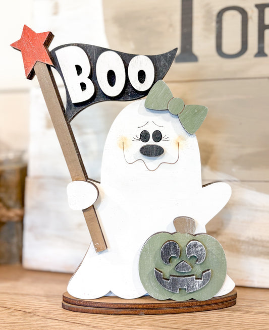 BOO Flag Ghost with Pumpkin DIY Kit
