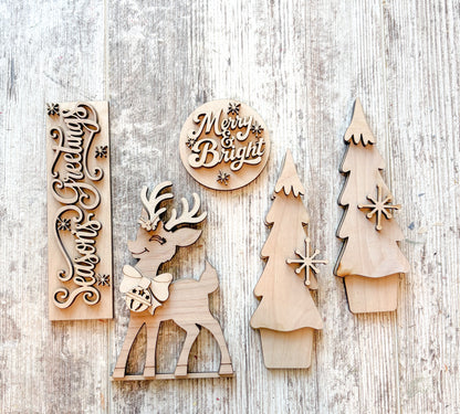 Interchangeable Barn Door Retro Reindeer Christmas Set