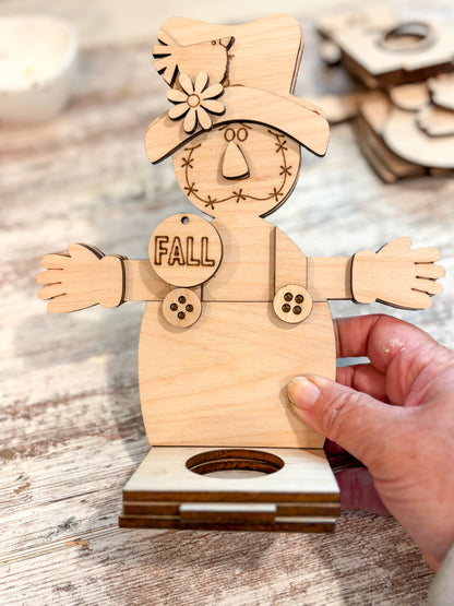 Fall Scarecrow Votive Holder DIY Paint Kit | Farmhouse Shelf Sitter