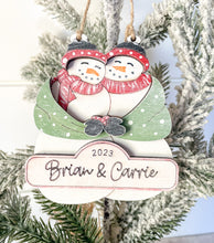 Load image into Gallery viewer, Snowman Couples Personalized Christmas  Ornament
