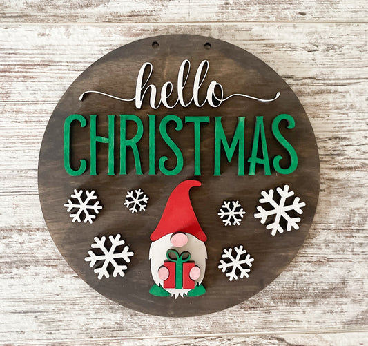 Hello Christmas Gnome Door Hanger DIY Kit