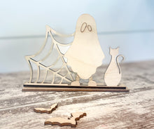 Load image into Gallery viewer, Ghost and Cat Halloween Stand Up Sign
