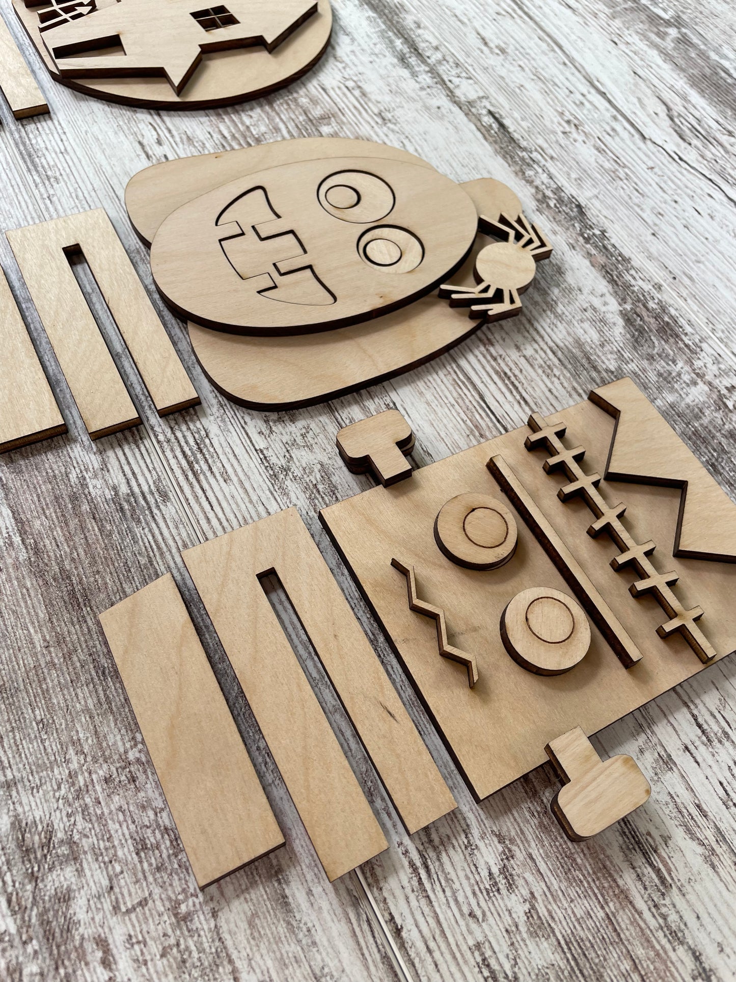 Pumpkin, Frankenstein and House  Halloween Stand Up DIY Kit Sign