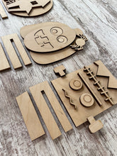 Load image into Gallery viewer, Pumpkin, Frankenstein and House  Halloween Stand Up Sign
