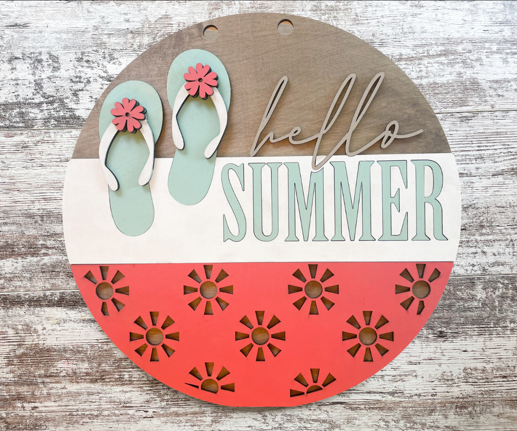 Hello Summer Flip Flops Door Hanger