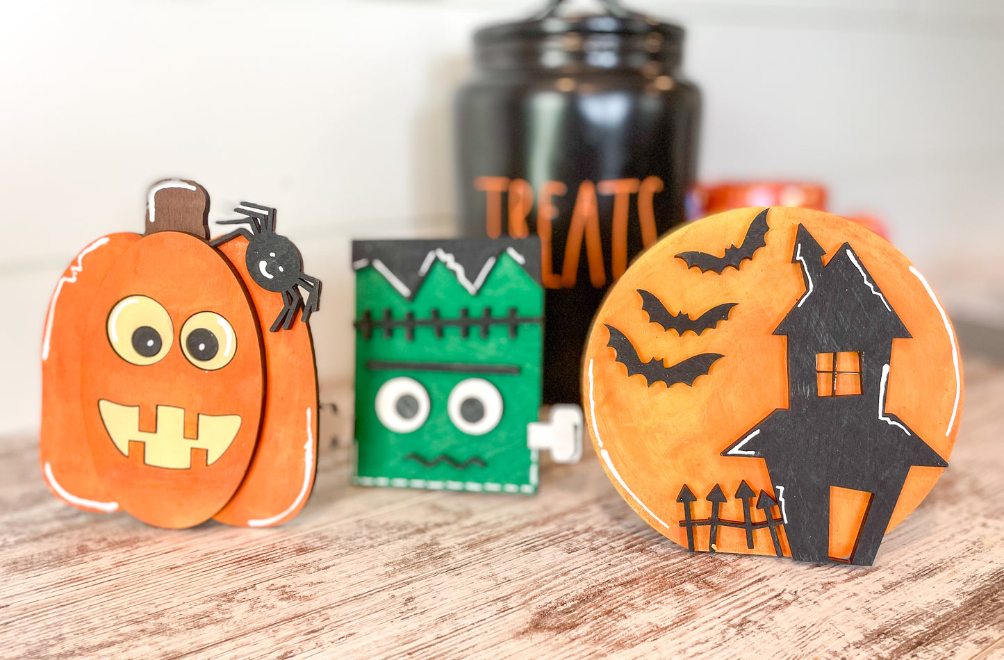 Pumpkin, Frankenstein and House  Halloween Stand Up DIY Kit Sign
