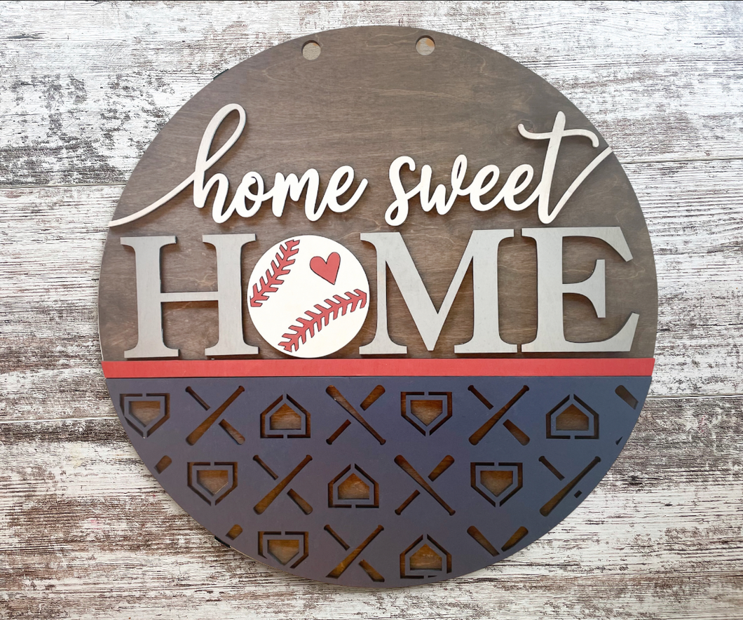 Home Sweet Home Baseball Door Hanger