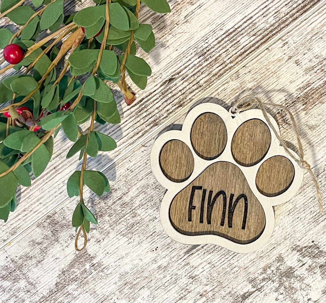 Puppy Paw Personalized Ornament