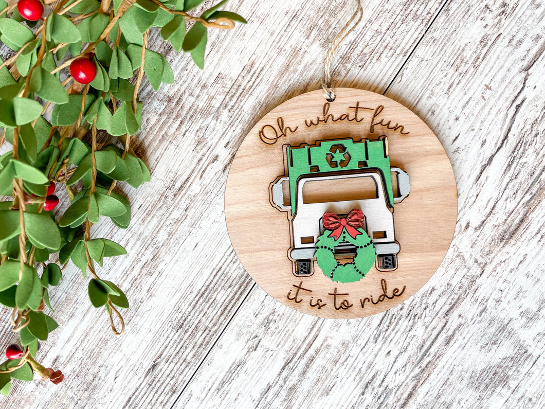 Oh What Fun Garbage Truck Ornament