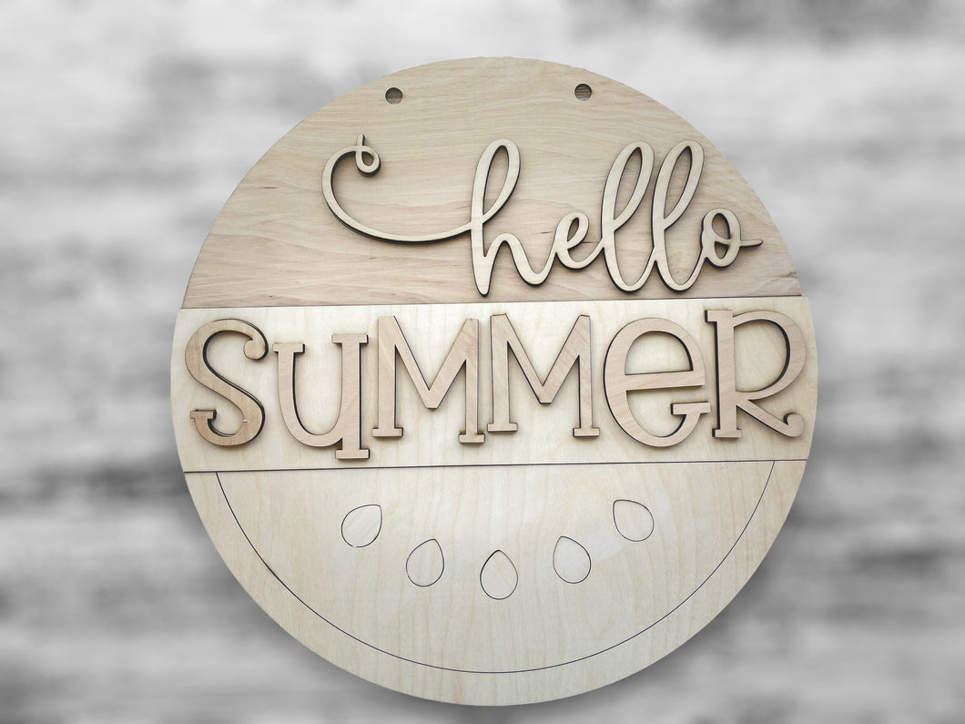Hello Summer Watermelon Door Hanger
