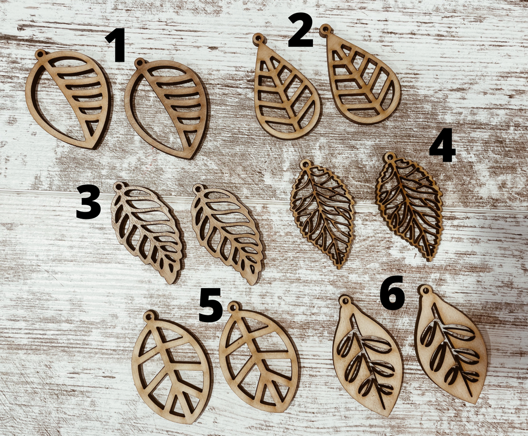 Wooden Leaf Shaped Earrings